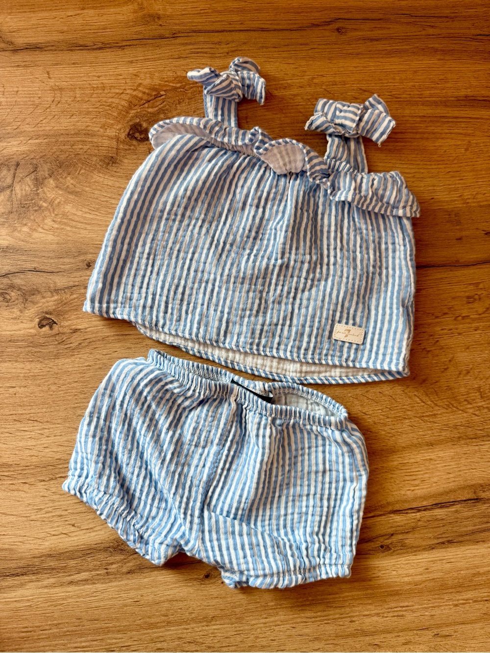 7 For All Mankind Baby 0-3M Blue Striped 2pc Set